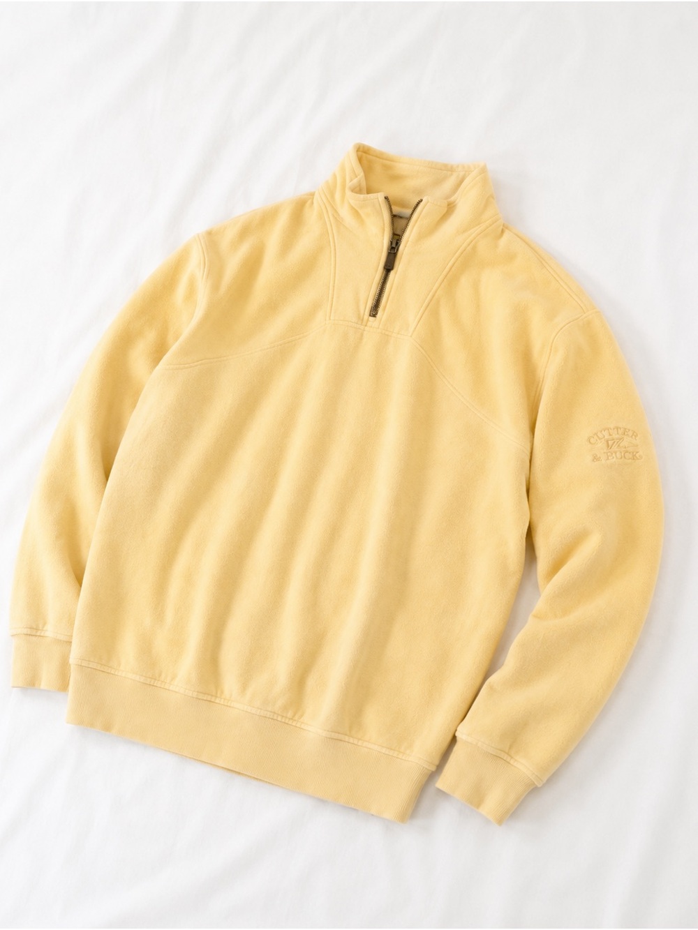 Cutter & Buck Men's Pale Yellow Half-Zip Pullover